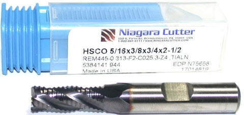 Niagara N75658 5/16" Diameter 4 Flute TiALN Coated Roughing Cobalt HSS End Mill