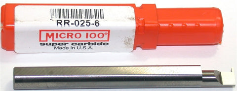 Micro 100 RR-025-6 Carbide Grooving Tool Retaining Ring .025" Width 1/4" Shank