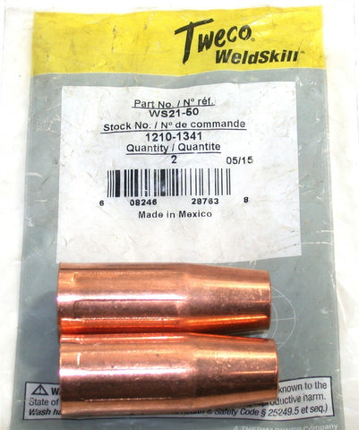 2 pk Tweco WS21-50 1/2" Thread-On Weldskill 1/8 to 5/32 in Tip Recess 1210-1341