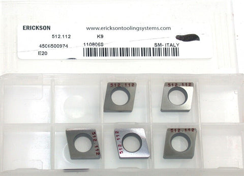 Lot of 5 Erickson 512.112 K9 Carbide Insert Shim New