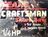 Craftsman 315.172040 Sabre Saw 1/4HP 5/8" Stroke Variable Speed 0-3000 SPM