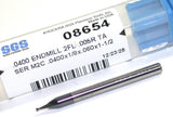 Kyocera SGS .0400" Diameter 2 Flute AlTiN Coated Carbide .0050" CR End Mill
