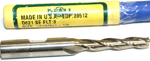 DoAll 1/4" Diameter 3/8" Shank 3 Flute HSS X long End Mill 39512 New