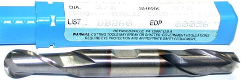 Niagara 3/8" 3/8" Shank 2 Flute Double End TiAlN Coated Ball End Mill 88056 New
