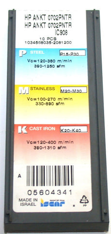 Lot of 6 New Iscar HP ANKT 0702PNTR IC908 Carbide Milling inserts 05604341