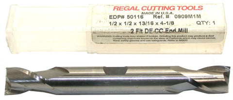 Regal 50116 1/2" Diameter 1/2" Shank 2 Flute Double End HSS End Mill