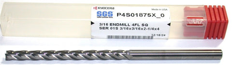 Kyocera SGS P4S01875X_0 3/16" Diameter 4 Flute Carbide End Mill