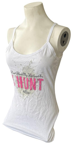 Anvil Women's I Can't Shoot My Husband So I Hunt Team Realtree Tank Top Size S