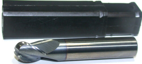 GWS Carbide 7/16" Diameter 7/16" Shank 3 Flute AlTiN Finish Ball End Mill New