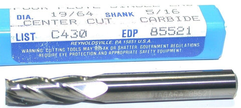 Niagara 19/64" diameter 4 Flute Carbide End Mill 85521 New