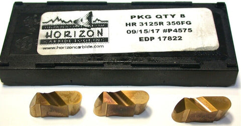 Lot of 3 Horizon HR 3125R 356FG Carbide Grooving Inserts 17822