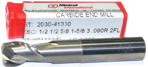 YG-1 Minicut 2030-41330 1/2" Diameter 1/2" Shank .090R 2 Flute Carbide End Mill