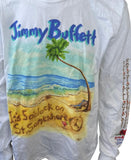 Gildan Men's Jimmy Buffett It's 5 o'clock on St. Somewhere White Shirt Size L