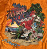 Hard Rock Cafe Men's Orlando Graphic Orange Short Sleeve Shirt Size Medium