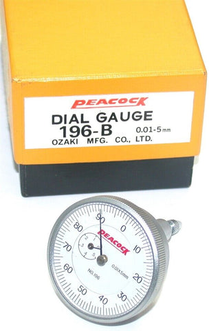 Peacock Back Plunger 0.01mm x 5mm Dial Indicator Revolution Counter Model 196-B