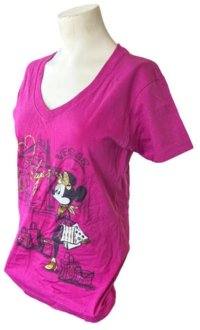 Disney Women's Minnie Mouse Las Vegas Purple Short Sleeve Shirt Size Medium