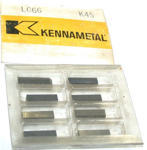 Lot of 8 Kennametal LG66 K45 3/16" x 3/16 x 7/8" Rectangular Carbide Inserts New