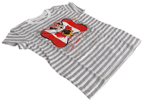 Disney Girls Minnie Mouse Canada Bow Graphic Striped Shirt Size Medium