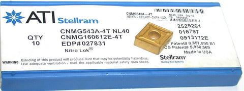 Lot of 8 New ATI Stellram CNMG543A-4T NL40 Turning TiN Coated Carbide Inserts