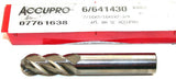 Accupro 07761638 7/16" Diameter 7/16" Shank 4-Flute Carbide Ball End Mill