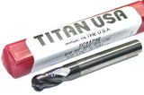 Titan TC11716 1/4" Diameter 1/4" shank 4 Flute AlTiN Coat Carbide Ball End Mill