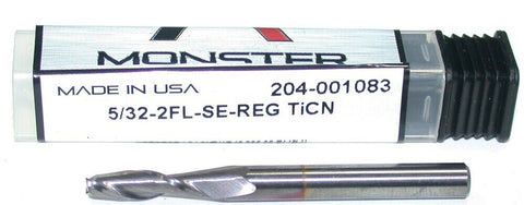 Monster 204-001083 5/32" diameter 3/8 Shank 2 Flute TiCN Coated Carbide End Mill