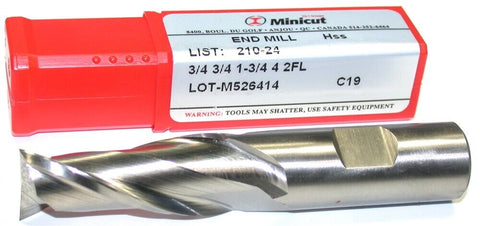 Minicut 210-24 3/4" Diameter 2 Flute Cobalt HSS End Mill New