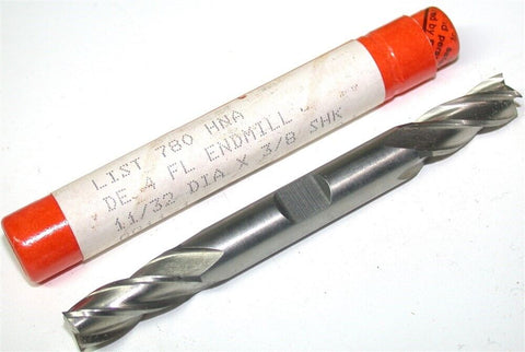 Brubaker 78020 11/32" 4 Flute Double End HSS End Mill New Free shipping