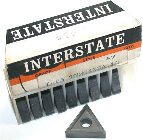 Lot of 10 Interstate TNMG-432A I-55 Double Side Triangle Turning Carbide Insert