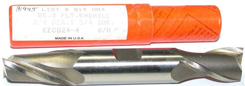 Brubaker 81945 3/4" Diameter 3/4" Shank 2 Flute Double End HSS End Mill New