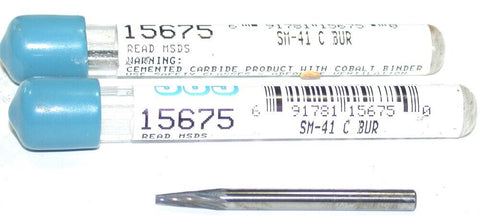 Lot of 2 SGS Cone Shape Carbide Burr 1/8 Dia 1/8 Shank 11/32 Cut Length 15675