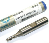 Melin CC-1205-B 5/32" Diameter 3/8 Shank 4 Flute Cobalt Ball End Mill