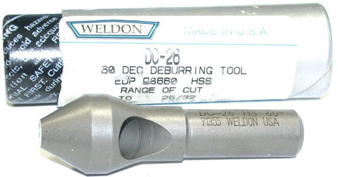 Weldon DC-26 60° Countersink Deburring .438" to .781" Cutting Dia 1/2" Shank New