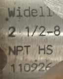 Widell 2 1/2-8 Plug Hand Tap 7 Flute NPT HS 110926