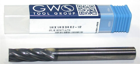 GWS 6252500C11 1/4" Diameter TiAlN Coated Carbide Endmill 6 Flute