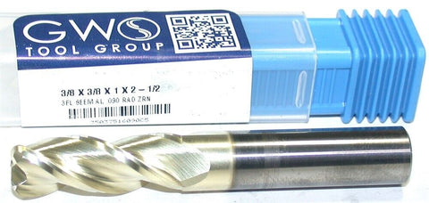 GWS 35037516090C5 3/8" ZRN Coated Carbide Endmill 3 Flute .090R