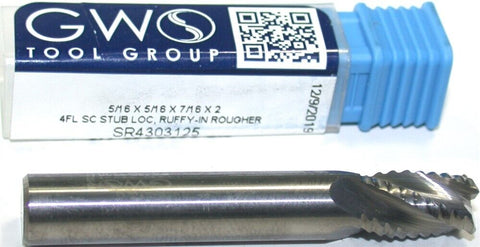 GWS SR4303125 5/16" Carbide Roughing Endmill 4FL Stub 7/16" LOC 2" OAL