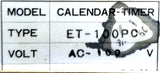 Sunao ET-100PC Calendar Timer 100VAC EN4-2350A I W/ 2 Buttons W/ 2 Switches