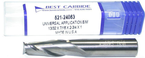 Best Carbide 521-24063 13/32" Diameter 2-Flute Carbide End Mill New