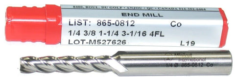 YG-1 Minicut 865-0812 1/4" Diameter 3/8" Shank 4 Flute HSS End Mill New