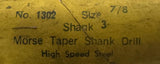 Morse Cutting Tools 1302 Morse Taper Shank #3 Drill 7/8" High Speed Steel