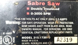 Craftsman 315.172040 Sabre Saw 1/4HP 5/8" Stroke Variable Speed 0-3000 SPM