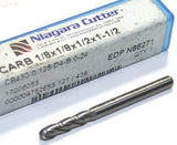 Niagara N862271 1/8" Diameter 1/8" Shank 4 Flute Carbide Ball End Mill