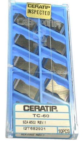 Lot of 10 New Kyocera Ceratip TC-60 Indexable Carbide Inserts 9ZA 8502 REV 1