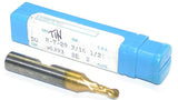 Putnam 96393 3/16" Diameter 3/8" Shank 2 Flute HSS TiN Coat Ball End Mill
