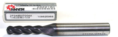 Hanita ZF346507004A 1/4" Carbide AlTiN Coated Ball Endmill 4 Flute