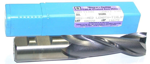 Niagara 14679 1" diameter TiAlN Coat 2 Flute HSS End Mill New