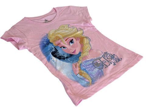 Disney Parks Girls Frozen Elsa Graphic Pink Short Sleeve Shirt Size X-Small