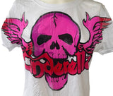 Bay Island Women's Cinderella Winged Skull Graphic White Shirt Size Large