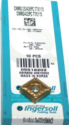 6New Ingersoll CNMG120408PC TT8115 Carbide Turning Insert 05518202